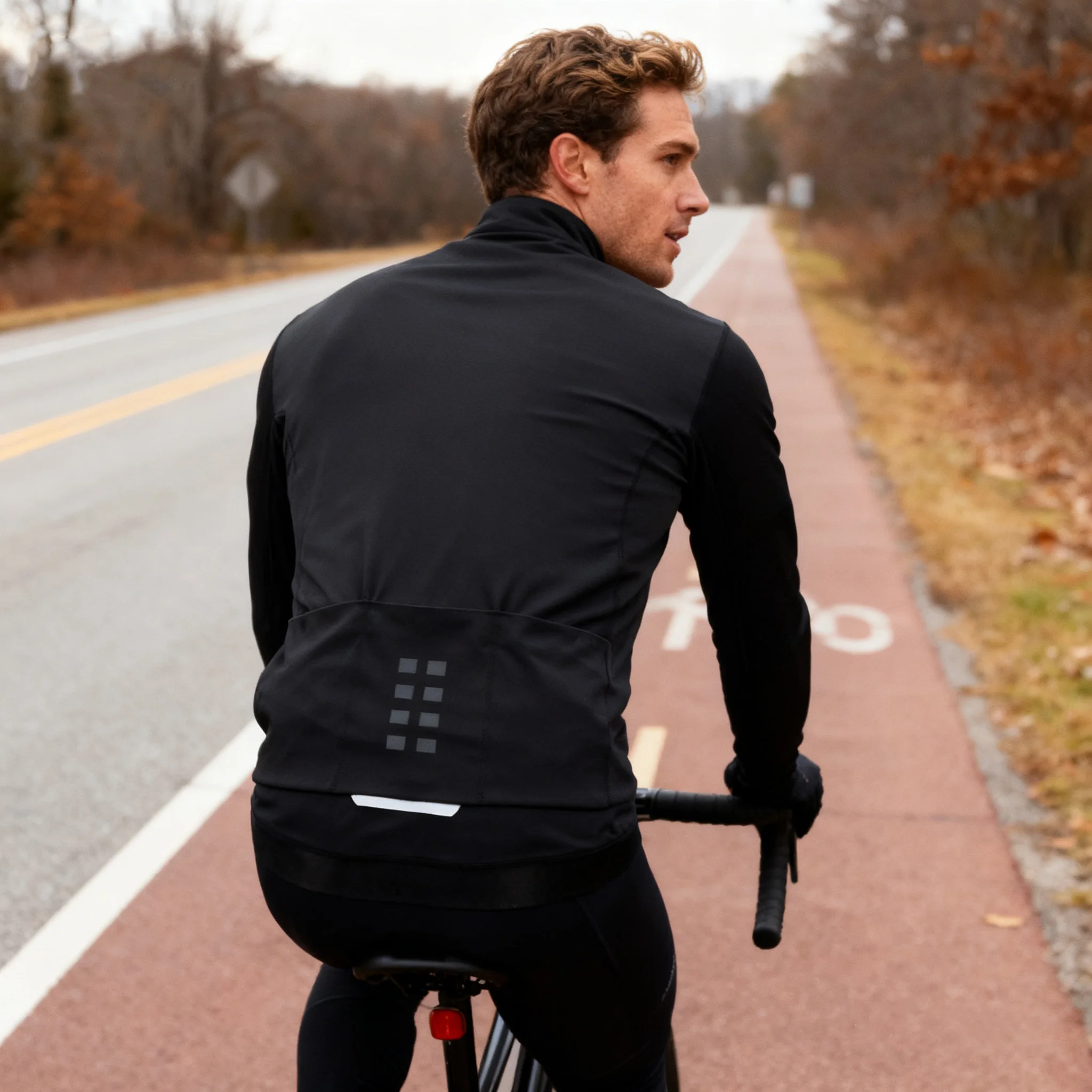 WOSAWE Men\'s Winter Cycling Bike Jackets Windproof Thermal Bicycle Clothing for Men Warm Fleece Road Bike Windbreaker