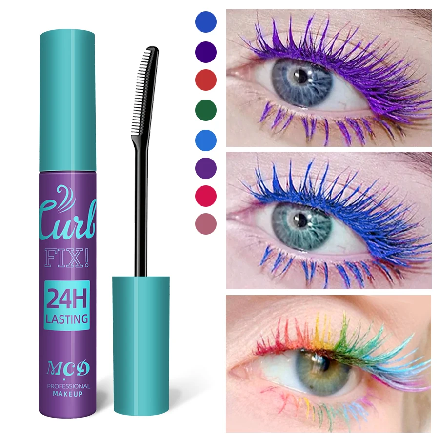 Colorful Slender Mascara Waterproof Fast Drying Curling Eyelashes Multicolor Lashes Makeup  Long Lasting Blue Green  Cosmetic