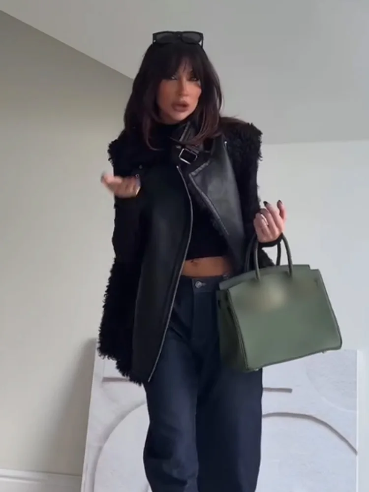 

HH модный женский свободный теплый короткий уличный жилет топ женский лацкан на молнии украшение без рукавов повседневный тонкий жилет пальто Mujer