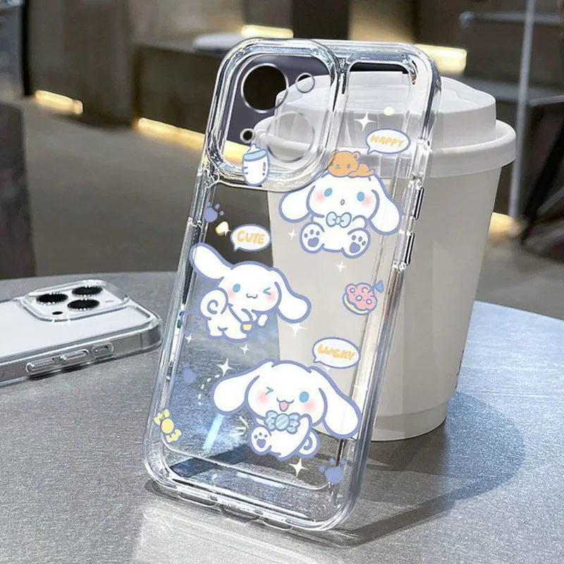 Miniso Sanrio Cinnamoroll 14Pro IPhone15 Transparent Case Cute 12 13 Cartoon Xs Anti Slip Xr Silica Gel 11 Soft Shell Girl Gift