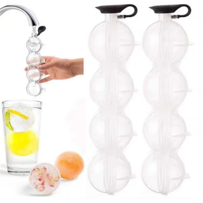 

1Pc 4 Hole PP Transparent Kitchen Ice Box Ice Cream Cube Makers Round Ice Hockey Ball Ice Mould Popsicle Articles Cocktail Tool