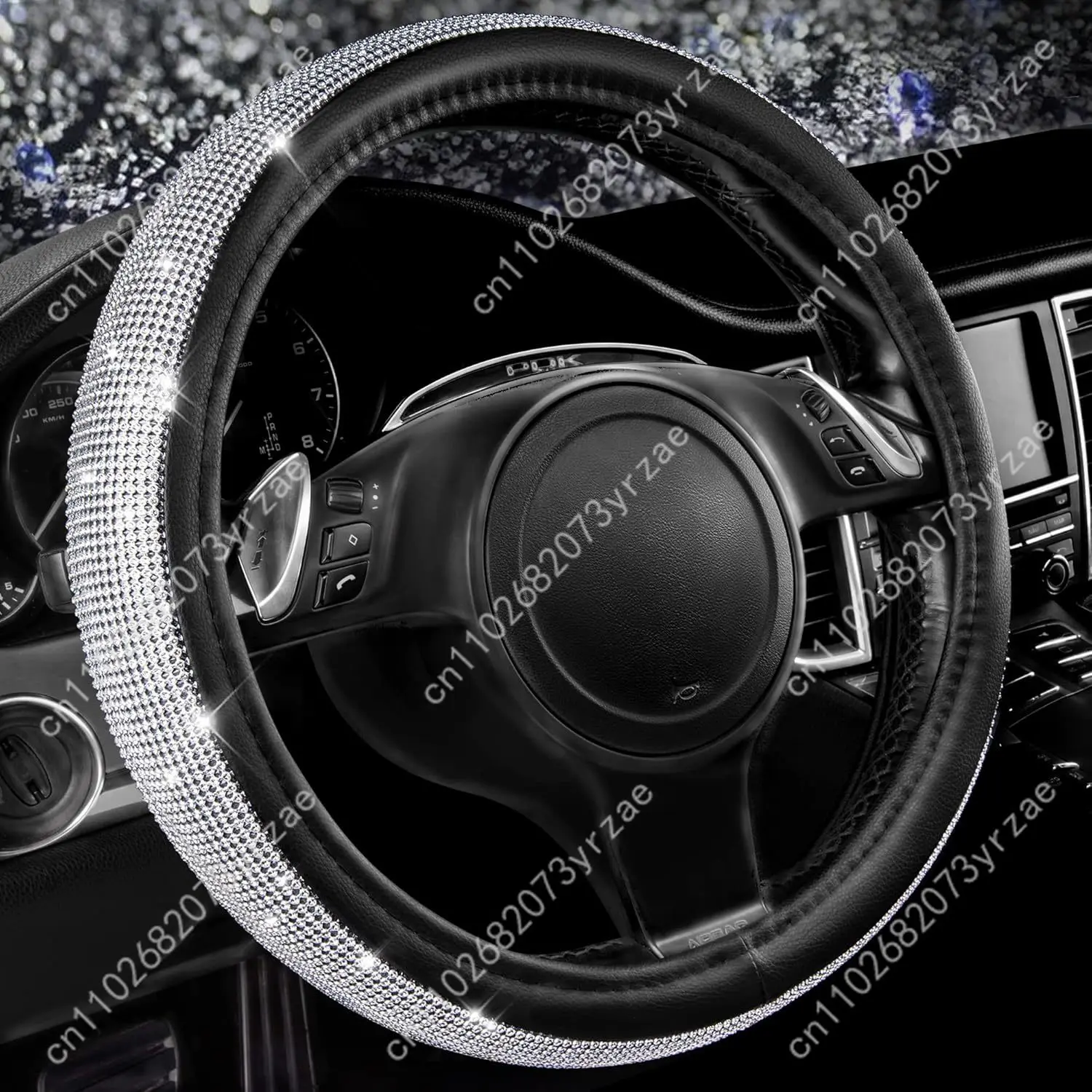 

Bling Diamond Car Steering Wheels Cover Universal Type Environmental Friendly Comfortablenon-slip Breathable Steering Wheel Wrap