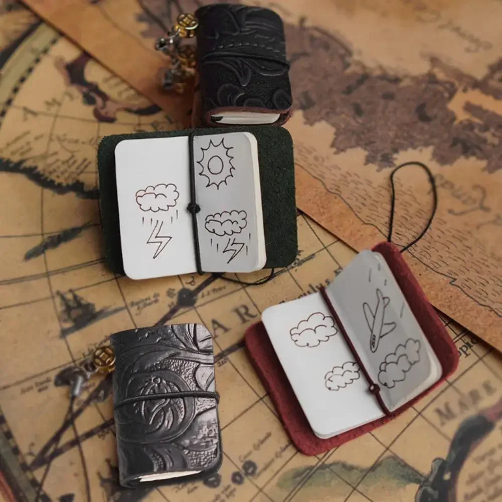 Mini Faux Leather Notebook Vintage Pocket Diary Multifunction Women Men Officer Artist Architect Portable Travel Tiny Journal