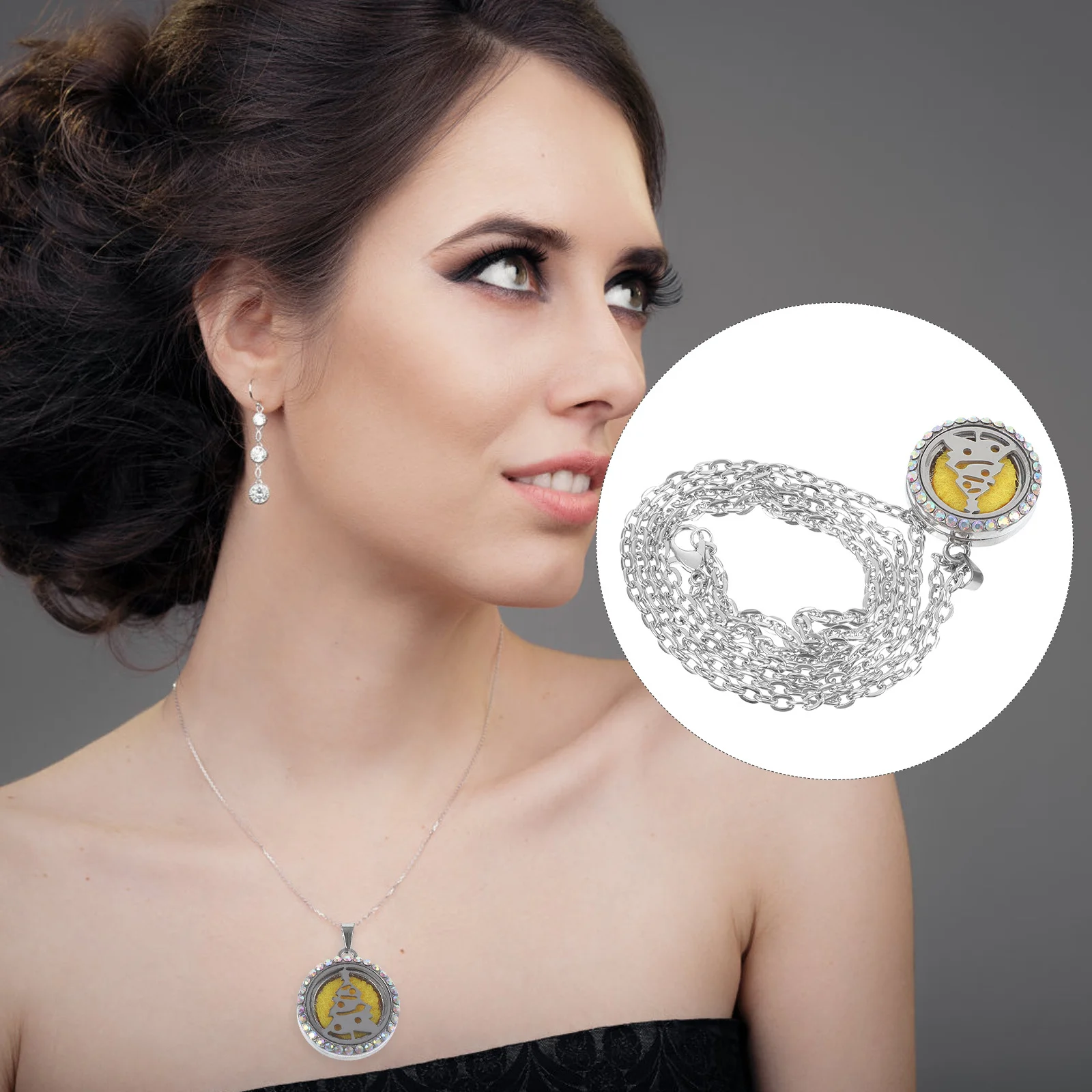 قطعة واحدة من قلادة سلسلة مدلاة الزيوت العطرية للنساء قلادة جميلة بتصميم منحوت هدية مثالية للحب والبركة