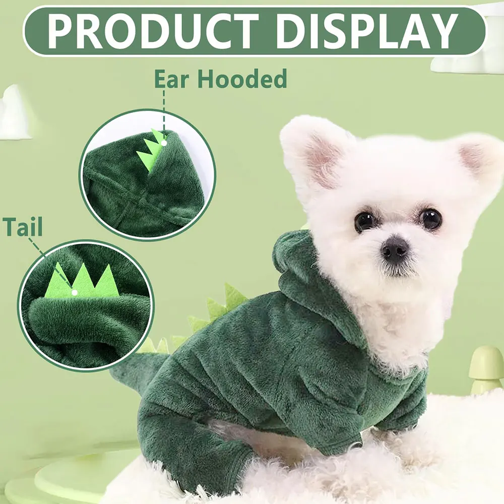 Autumn And Winter Dinosaur Clothing Cotton Pet Pullover, Animal Theme Puppy And Kitten Clothing, Cute And Soft Pet Clothing Suitable For Small Cats An_voghion.com