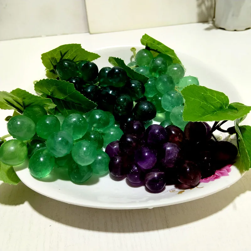 

Natural Stone Green Fluorite Crystal Grape Ornaments Home Room Decor