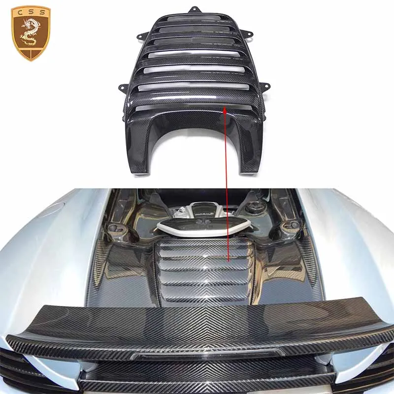 

Dry Carbon Fiber Rear Engine Hood Air Intake Cover Boot Lid Tail Trim For McLaren MP4 650S OEM Style Protect Body Kit