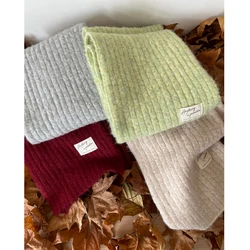 2024 Women Winter Warm Knittd Scarves  Solid Color Vintage Women Knitted Scarf Female Scarves