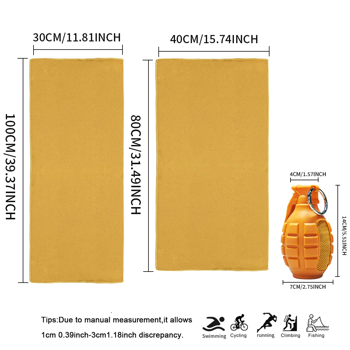 Portable Grenade Round cold Towel Camping Towels Super Absorbent,Quick Dry Ultra Soft Compact Travel Sports Backpack Gym Towel