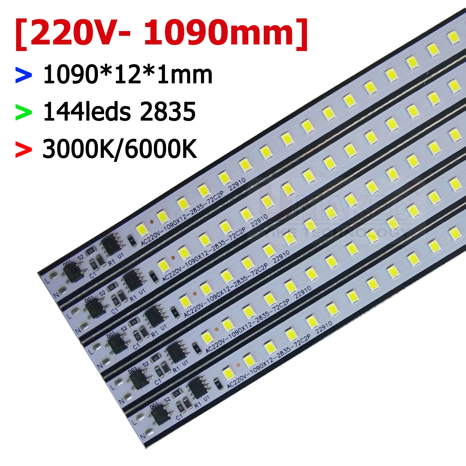 

100 шт. 110 см светодиодные фонари для печатных плат AC220V SMD2835 теплый/натуральный/холодный белый кухонный светильник под шкафом с жесткой полосой DIY светодиодный жесткий барный светильник