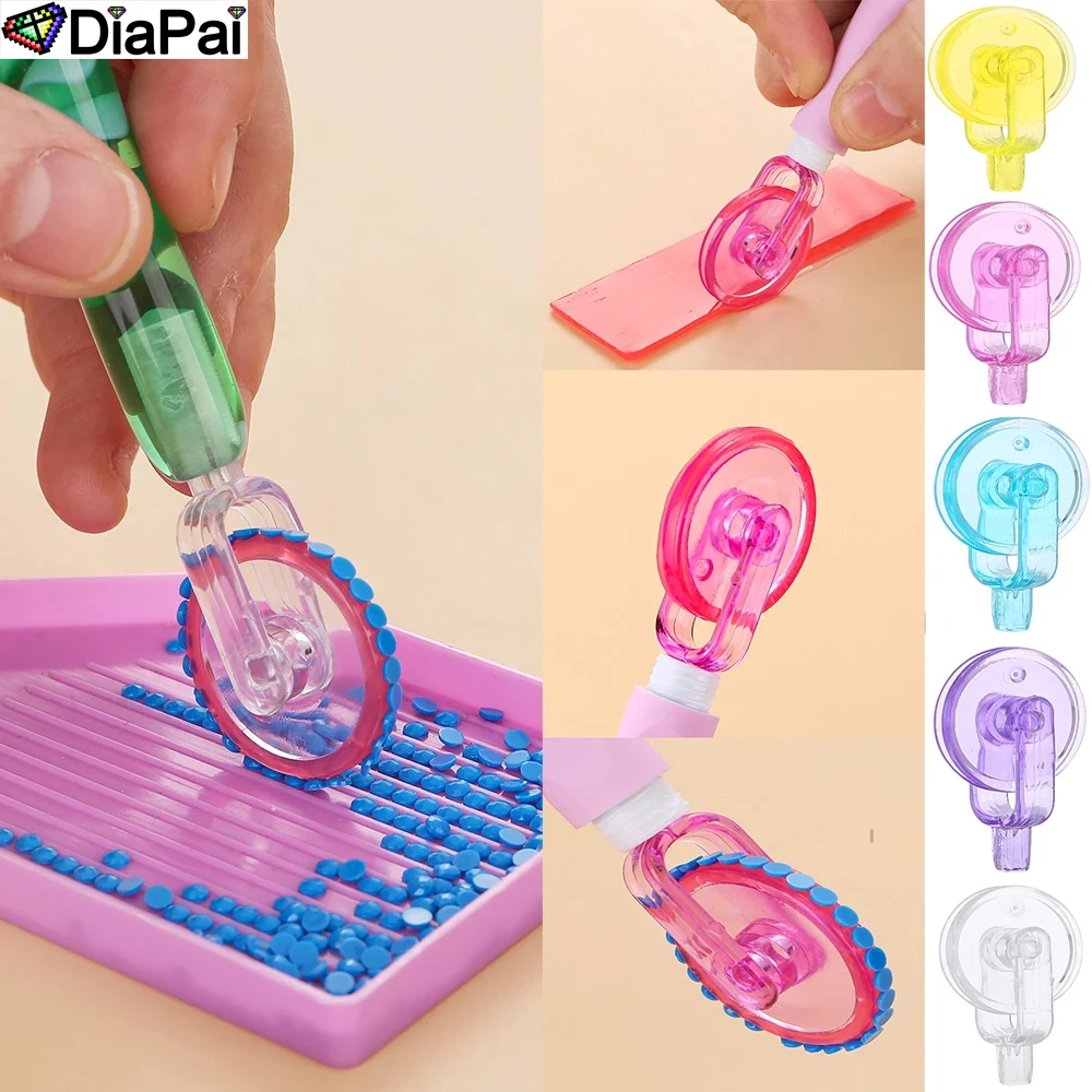 DIAPAI 7pcs/set Colorful Diamond Painting Drill Pen Roller, Scroll Wheel Head Tip Point Glue Wax Mud Clay Embroidery Accessories