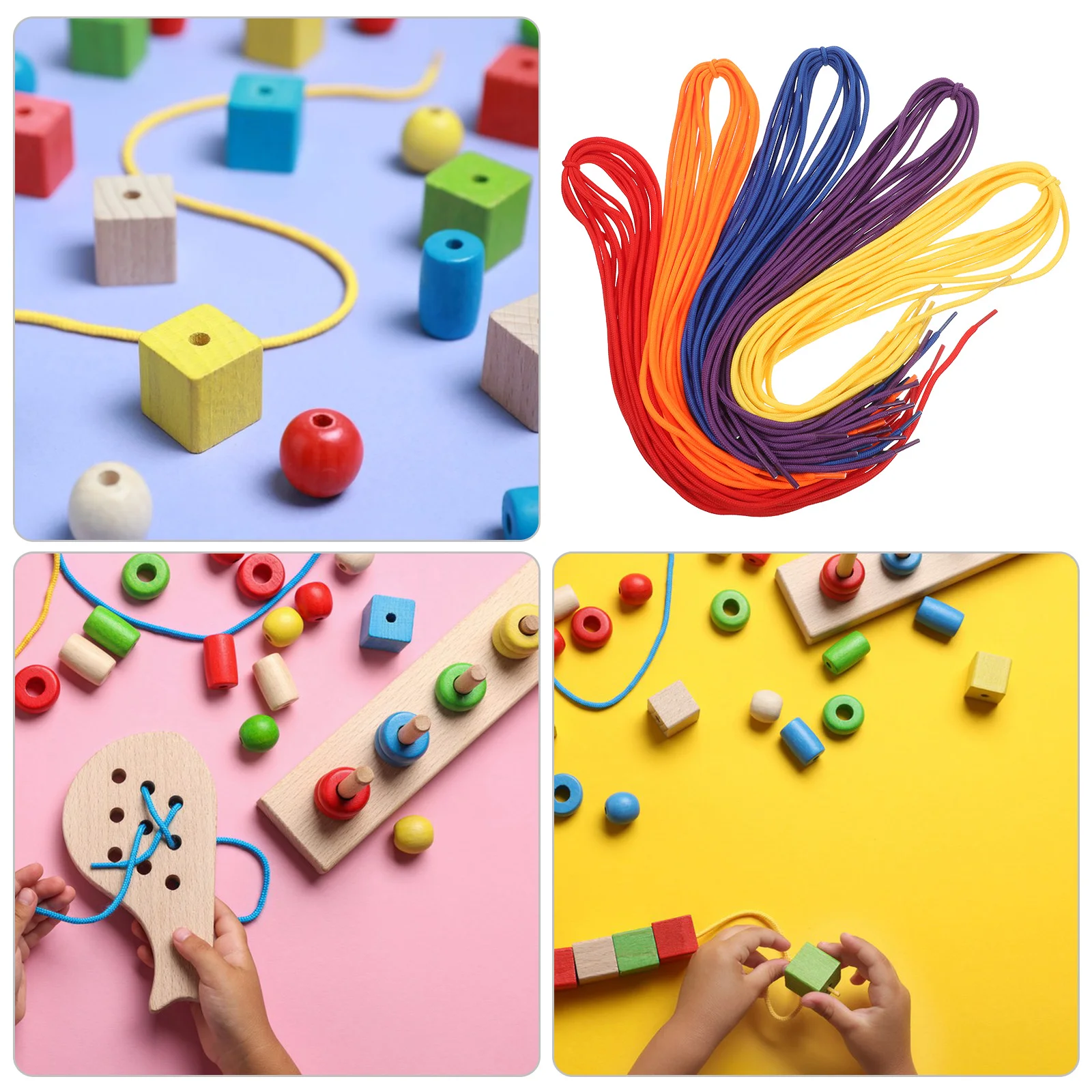 

50pcs Pointed Beading Thread Red Shoelaces Round Polyester Kids Toys Sneakers Child Craft Educational Activities DIY Decor