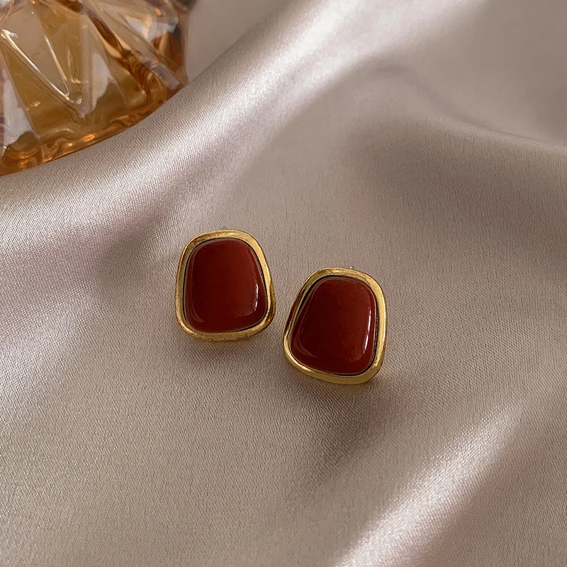 Mode Geometrische Rote Emaille Ohrstecker für Frauen Aussage Vintage Imitation Perlen Ohrringe Licht Luxus Party Schmuck Geschenk – Detail 16