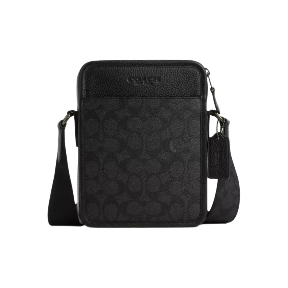 COACH Sullivan Coated Canvas Crossbody Bags Small Men's Black CAT78-QBMI5