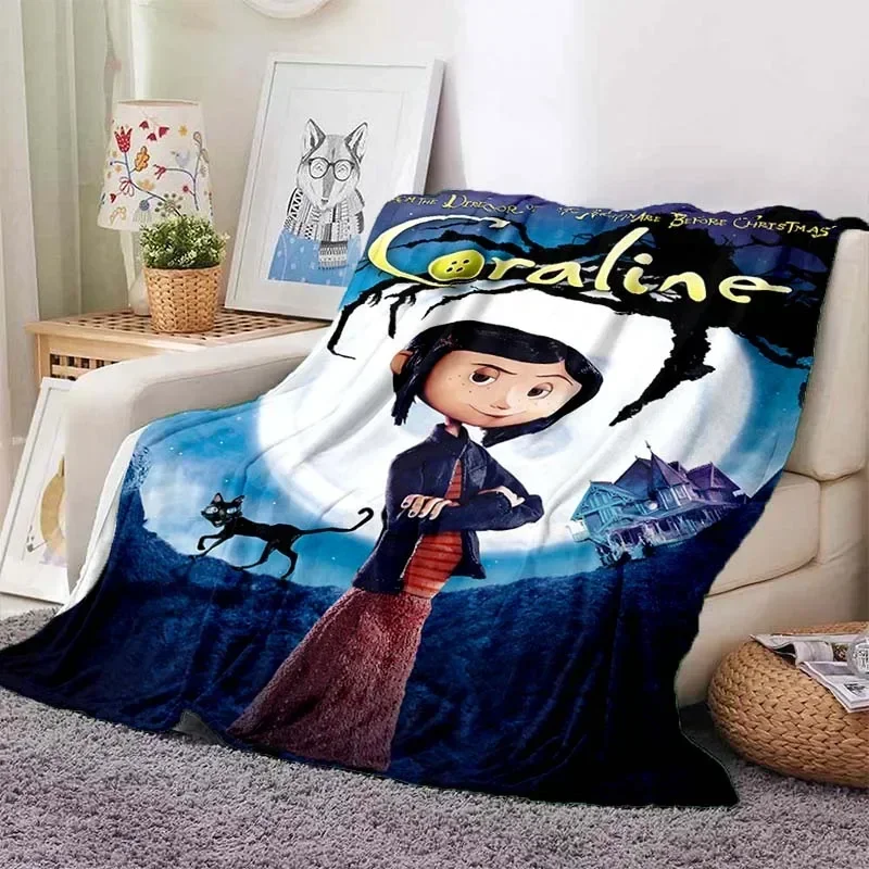 3D Print C-Coraline Animate Movie  Blanket,Warm and Soft Blanket  For Couch Sofa Office Home Travel Camping Birthday Gift