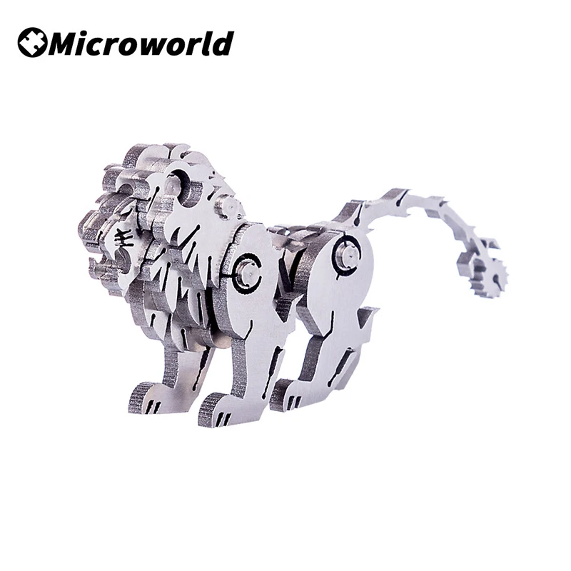 Microworld 3D Metal Puzzle The Lion King Model Animal Styling DIY Assembled Jigsaw Christmas Toys Gift For Teen Adult Kids