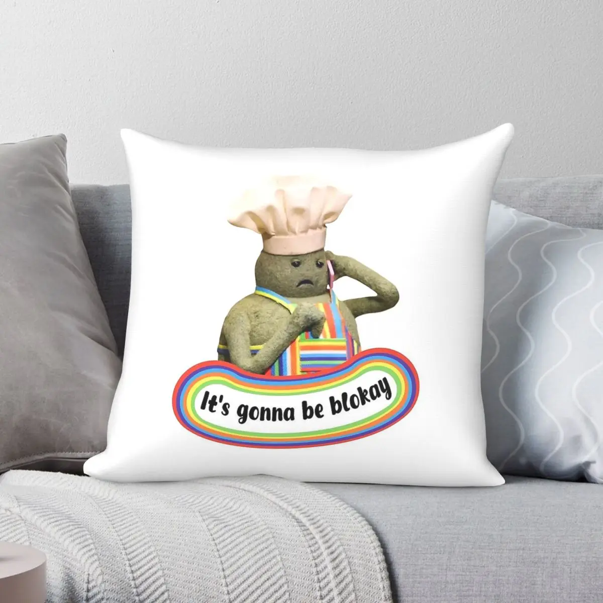 It's Gonna Be Blokay Tiny Chef Square Pillowcase Polyester Linen Velvet Printed Zip Decor Throw Pillow Case Room Cushion Cover
