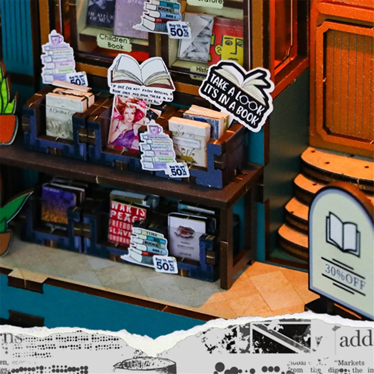 

DIY Book Nook Kit 3D Wooden Puzzle Bookshelf Insert Decor