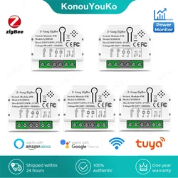1/ 2 Channels Tuya ZigBee Smart Switch Module with KWh Power Monitor Smart Home Automation Timer Relay Voice for Alexa Google