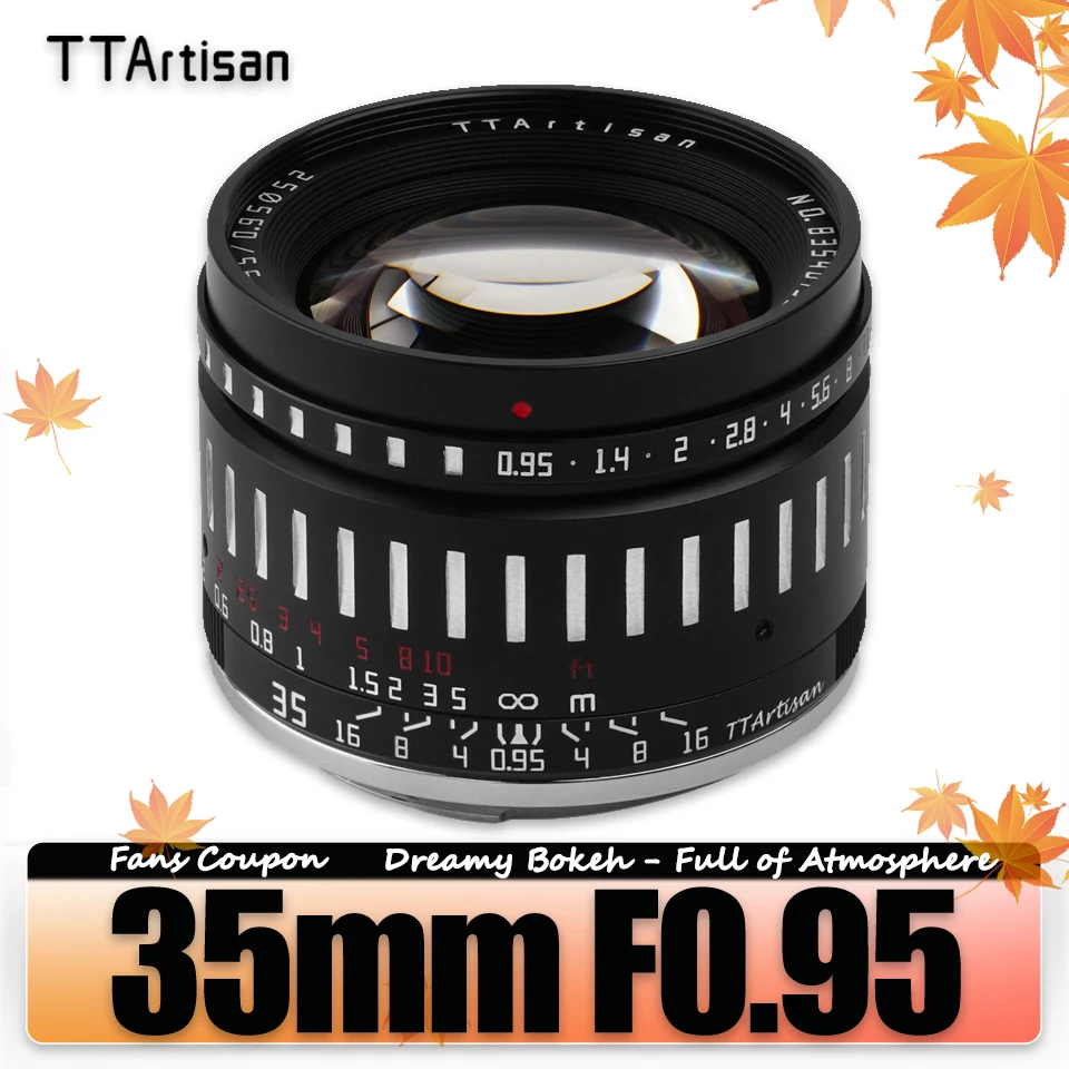 TTArtisan APS-C 35mm F0.95 Super Large Aperture MF Camera Lens for Portrait Fujifilm XF Sony E Canon EOS R Nikon Z Sigma L Mount