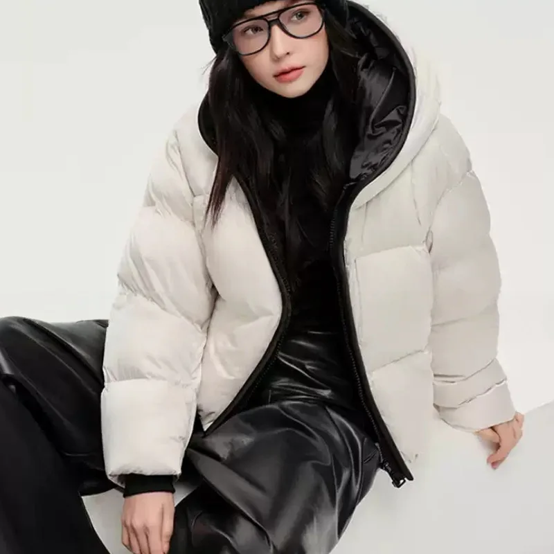 

Luxury Design Winter Women's Clothes New Short Hooded Puffer Jacket Thick Warm Puffer Coat Casual Outerwear Cotton Padded Jacket