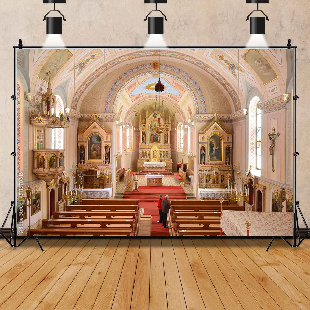 SHUOZHIKE Auditorium European Style Church Photography Backdrop Props Architecture Cathedral Photo Studio Background JT-22