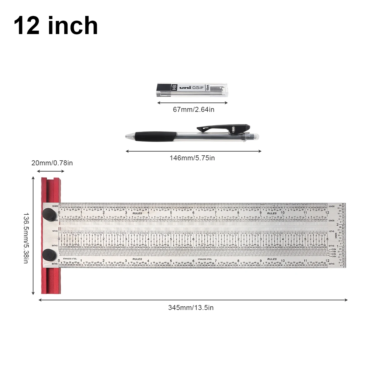 6/12 Inch Line Ruler Precision Marking 1/ 64\