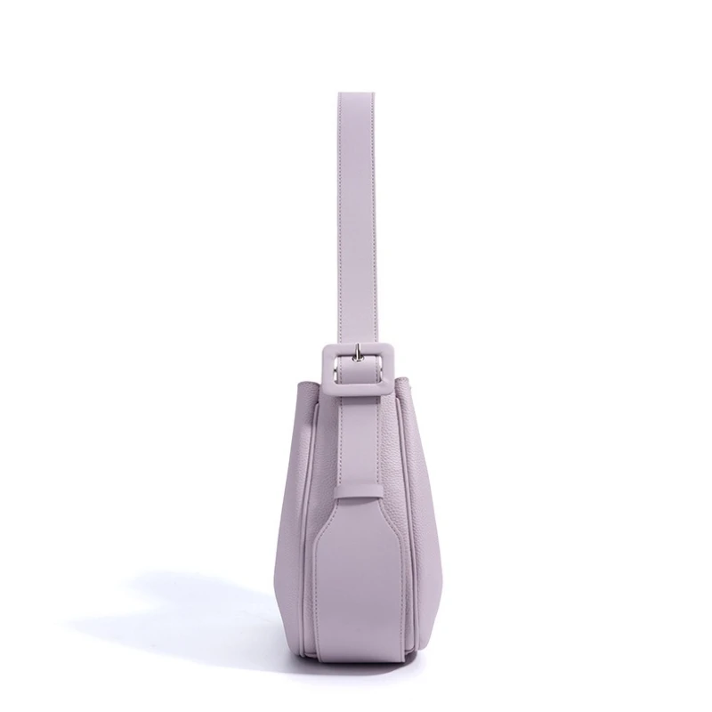 Niche Design Women Wide Strap Shoulder Bags Large Female Genuine Leather Bucket Crossbody Bags High-end Girls Commuter Handbags