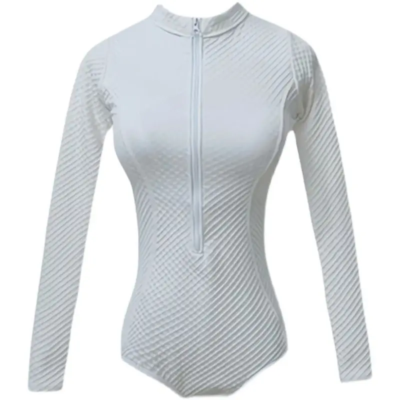 Women's Clothing Swimwear 2023 New Korean Version Ins Long Sleeve Sunscreen Conjoined Conservatism Solid Color Hot Spring Outfit