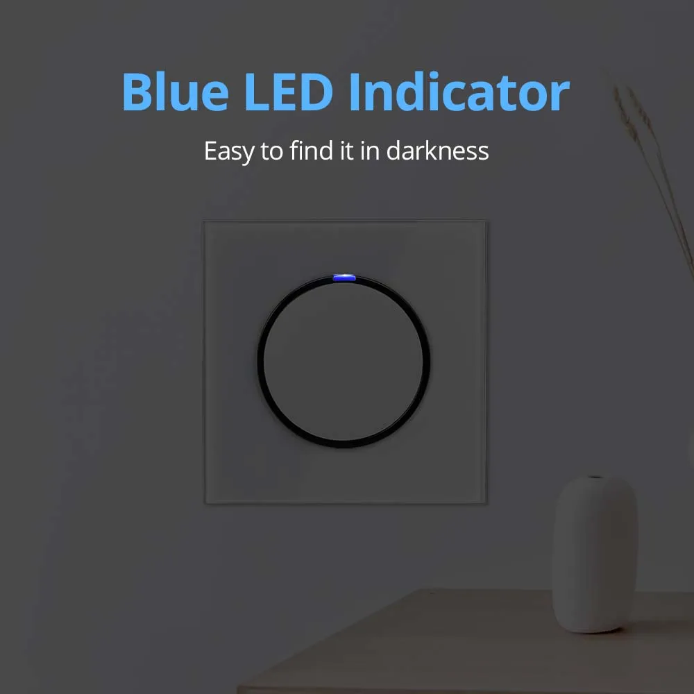 Wallpad New Arrival Random Click Push Button Wall Light Switch With LED Indicator Socket Crystal Glass Panel For Home