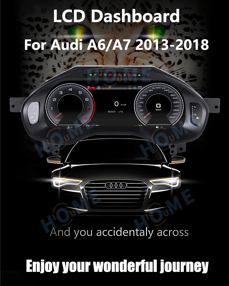 العنقودية CockPit دعم عداد السرعة اللاسلكي Carplay LCD ل. A6 A7 2013-2018 أداة افتراضية للوحة القيادة الرقمية #2