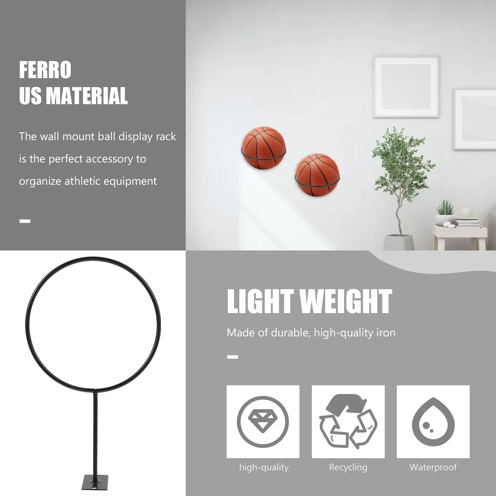 5 Pcs Ball Bracket Wall Holder Basketball Decor Display Case Indoor Plant Stand Shelves for Home Shelf Hat