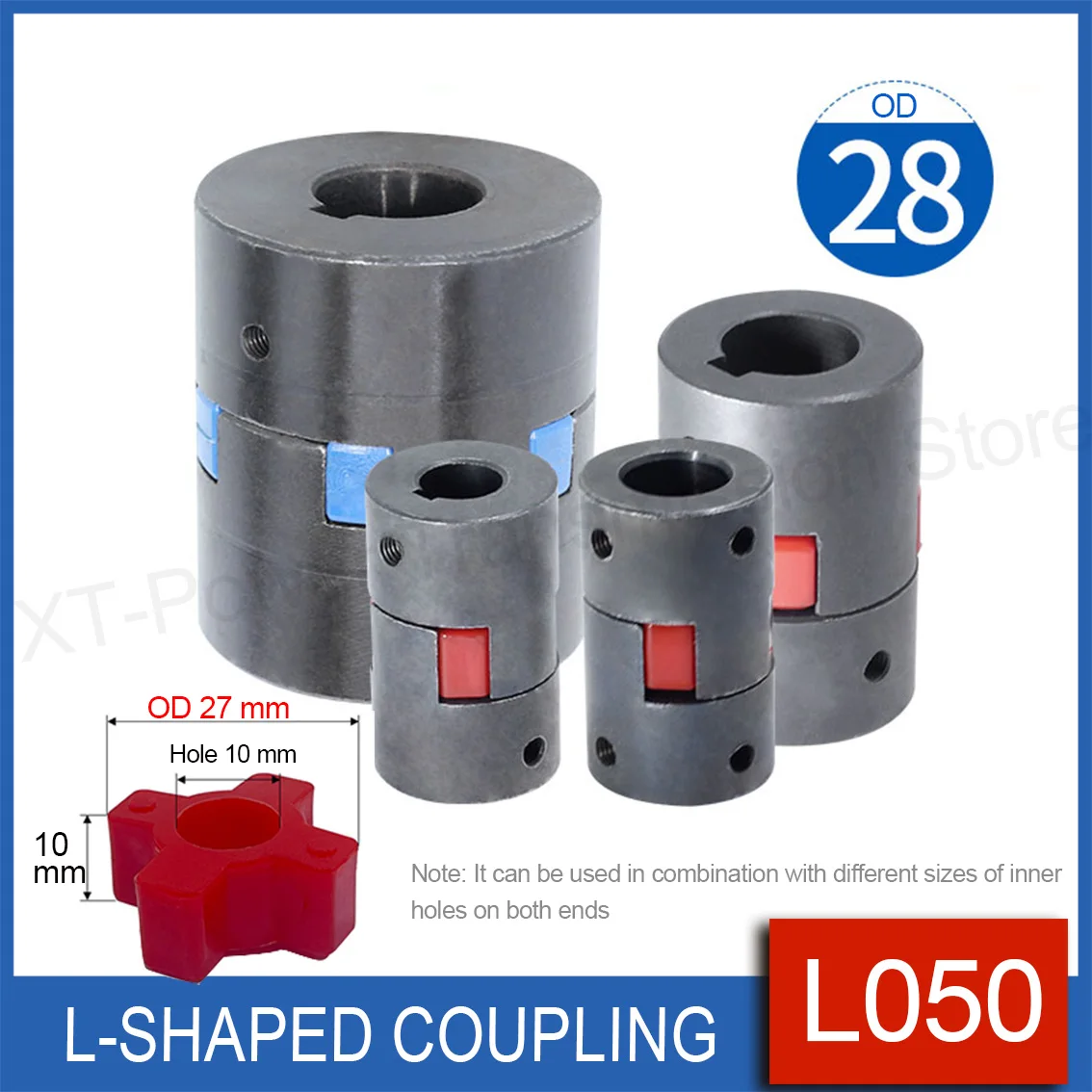 

1Set L050 L-type Plum Blossom Coupling OD 28mm Inner Hole 8/10/12/14/15/16mm High Torque Coupling CNC Machining For Servo Motor