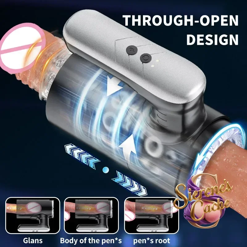 SCDaul Pass Mug Cup Automatic Telescopic Rotating Oral Artificial Male Masturbation Massager Sex Toys for Men Pocket Pussy Adult