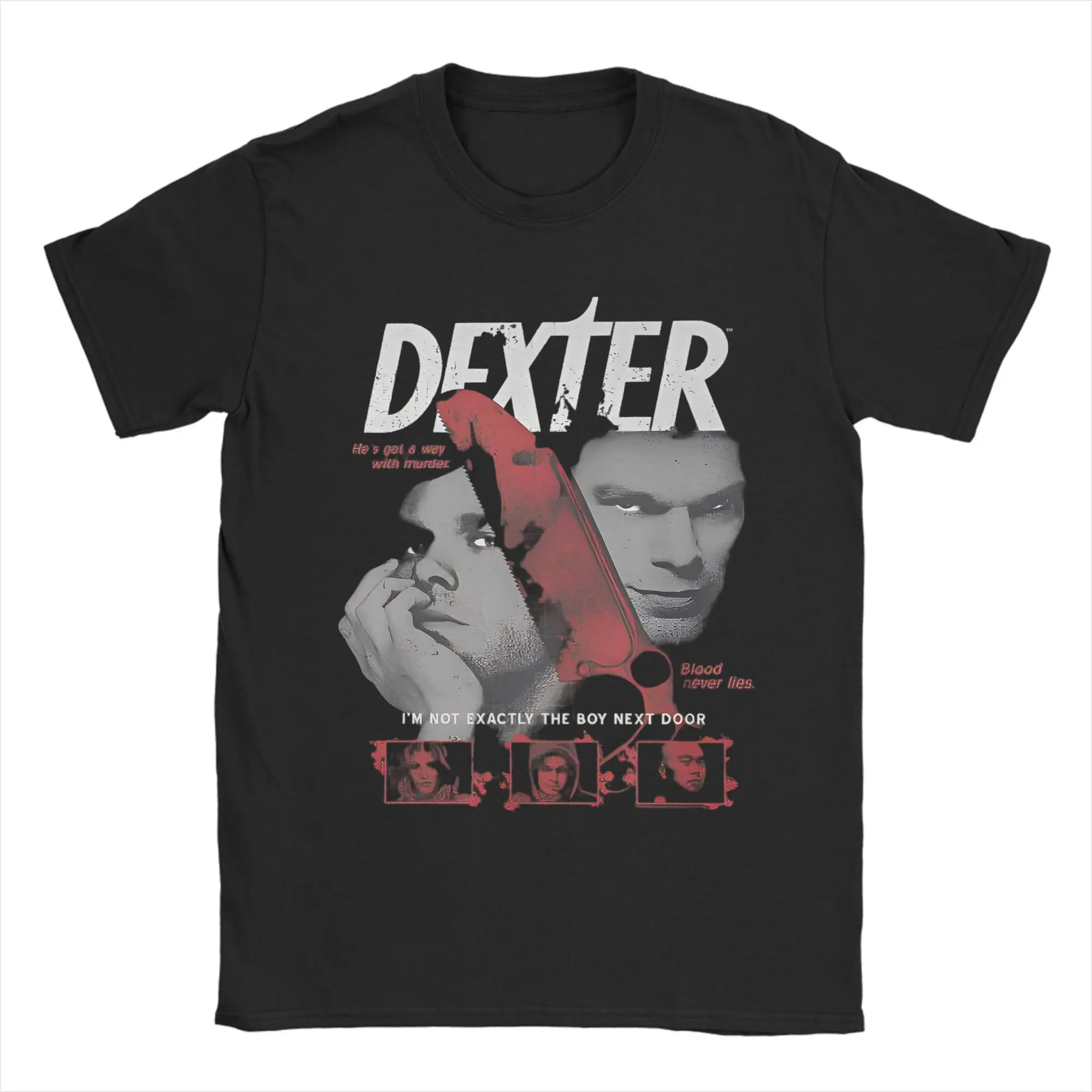 Homens dexter morgan filme t camisas crime tv drama 100% algodão roupas de manga curta gola redonda camiseta plus size