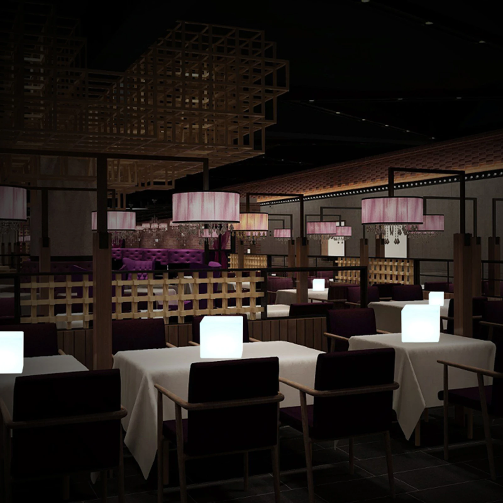 10-inch LED Cube Light with RGBW Colors, Waterproof, Rechargeable Battery, Remote Control for Indoor and Outdoor Use