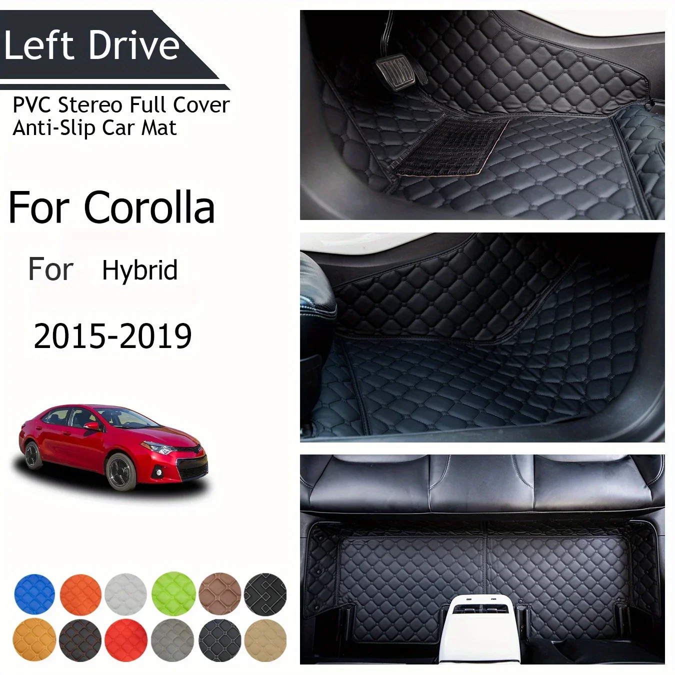 

TEGART 【LHD】For Toyota For Corolla Hybrid 2015-2019 Three Layer PVC Stereo Full Cover Anti-Slip Car Mats Floor Car Accessories