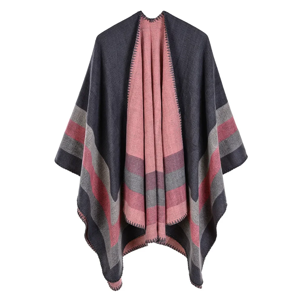 

Women's Big Border Shawl Imitation Cashmere Jacquard Cape European Style Cloak