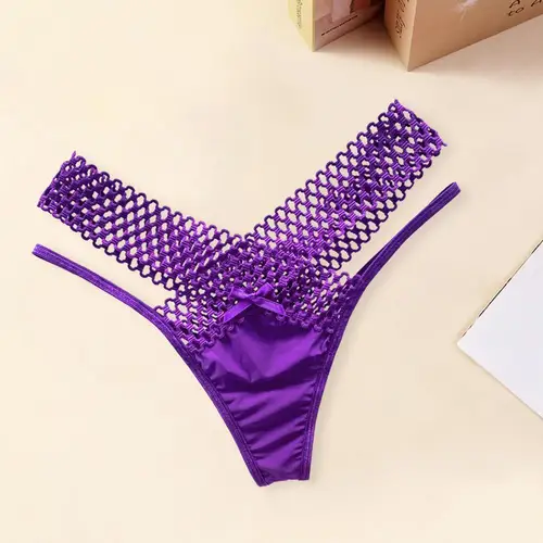Imagen 2 del producto Calzoncillos de señora ahuecados elástico tira fina estilo francés señoras Sling Tanga Color sólido mujeres G-string calzoncillos diarios