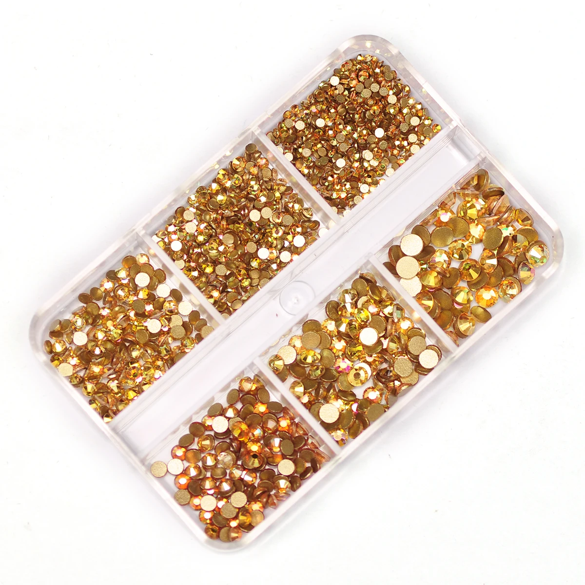 أحجار أظافر بقاع مسطح للتصميم بنفسك ، إكسسوارات أظافر بأشعة الشمس ، أحجام مختلطة ، زخرفة فن الأظافر ، 6 شبكات حجر الراين لكل صندوق ، 7.5