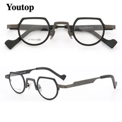 Hipster Women Titanium Glasses Frame Men Round Eyeglasses Frames Optical Vintage Retro Prescription Spectacles Nerd Eyewear Gold