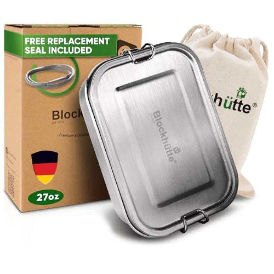 

Stainless Steel Lunch Box 27oz with Free Sealing 3 Compartments Leak-Proof Food Containers for Travel Work and Daily Use Eco-Fr
