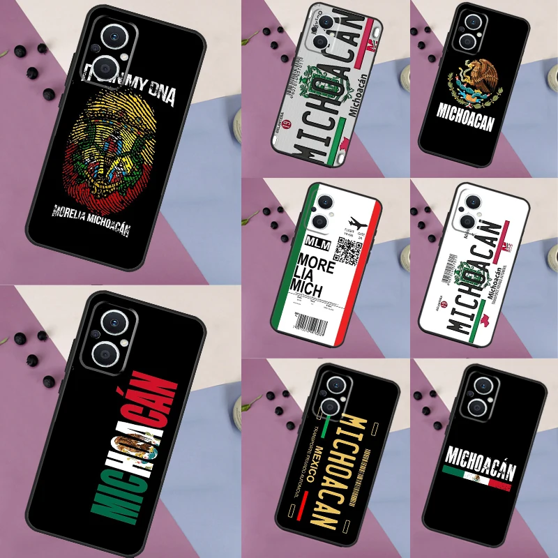 Funda de teléfono con bordado de placa de matrícula Michoacan para OPPO Reno 11 F 13 12 F 8T 7 8 10 Pro OPPO Find X8 X6 Pro X3 X5 Lite