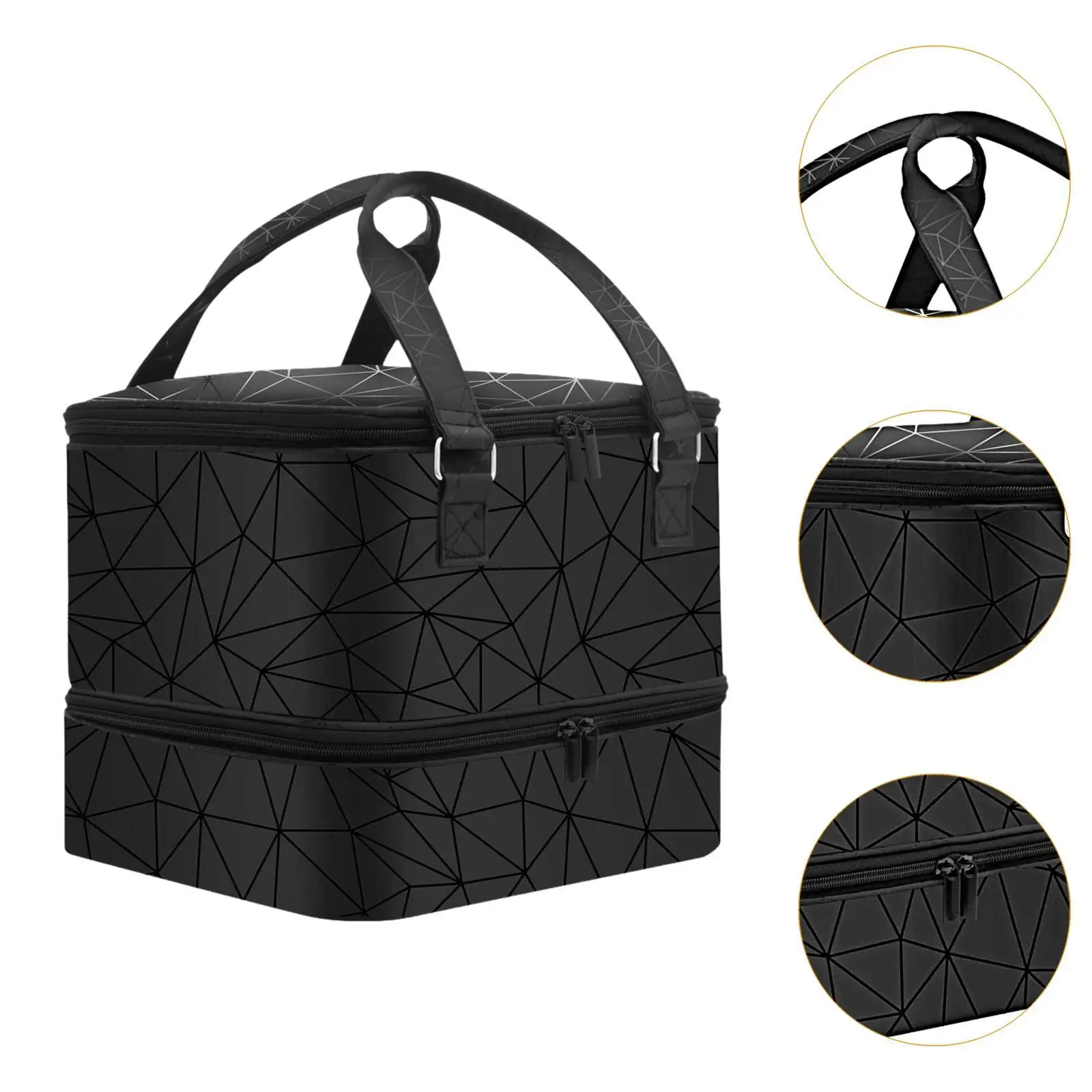 Double Layer Nail Polish Organizer PU Leather Storage Makeup Bag Portable Manicure Tool Case for Nail Art Enthusiasts