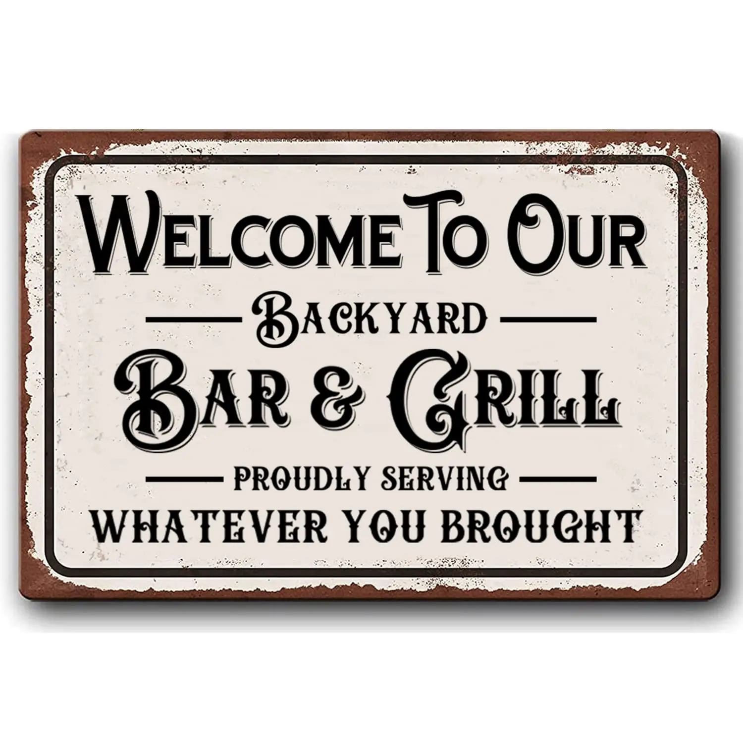 Personalized Backyard Bar & Grill Sign Home Bar Decor Man Cave Signs Vintage Wall Art Decorations Metal Tin Plaque Dads Fat sign