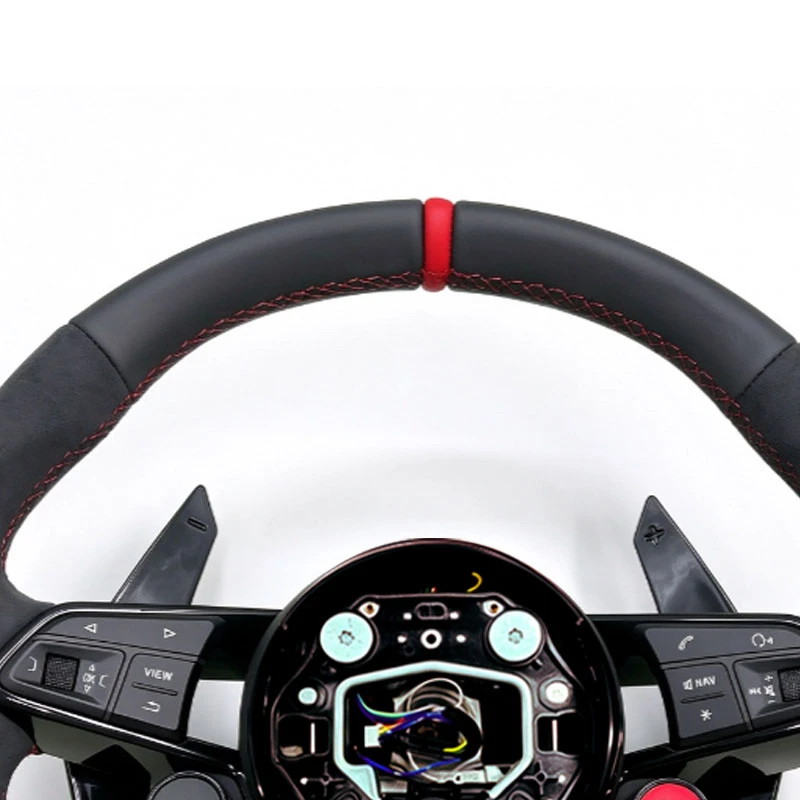 For Audi Q6 2022- Red Label Leather Steering Wheel Horn Cover ZC-T-008