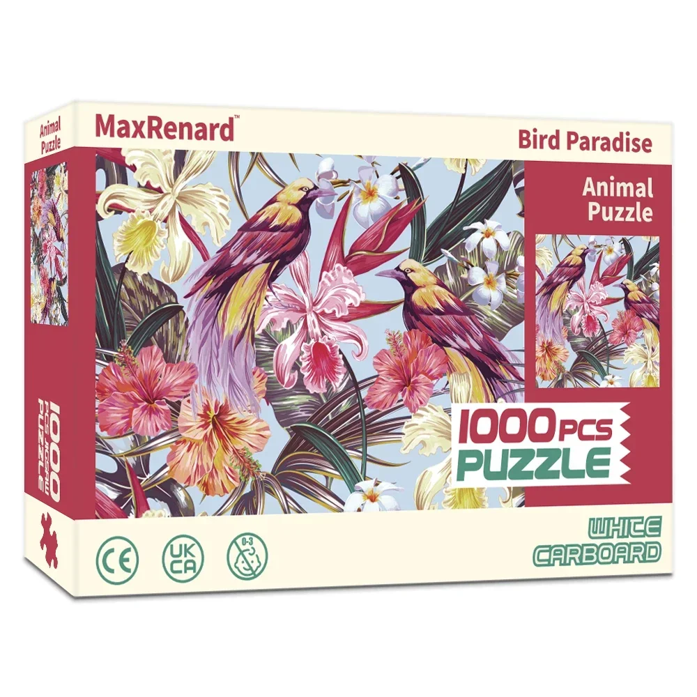 

MaxRenard 1000pcs Adult Jigsaw Puzzle High Quality Puzzle for Adult Bird Paradise with Glue Sheets Home Wall Decoration Gift