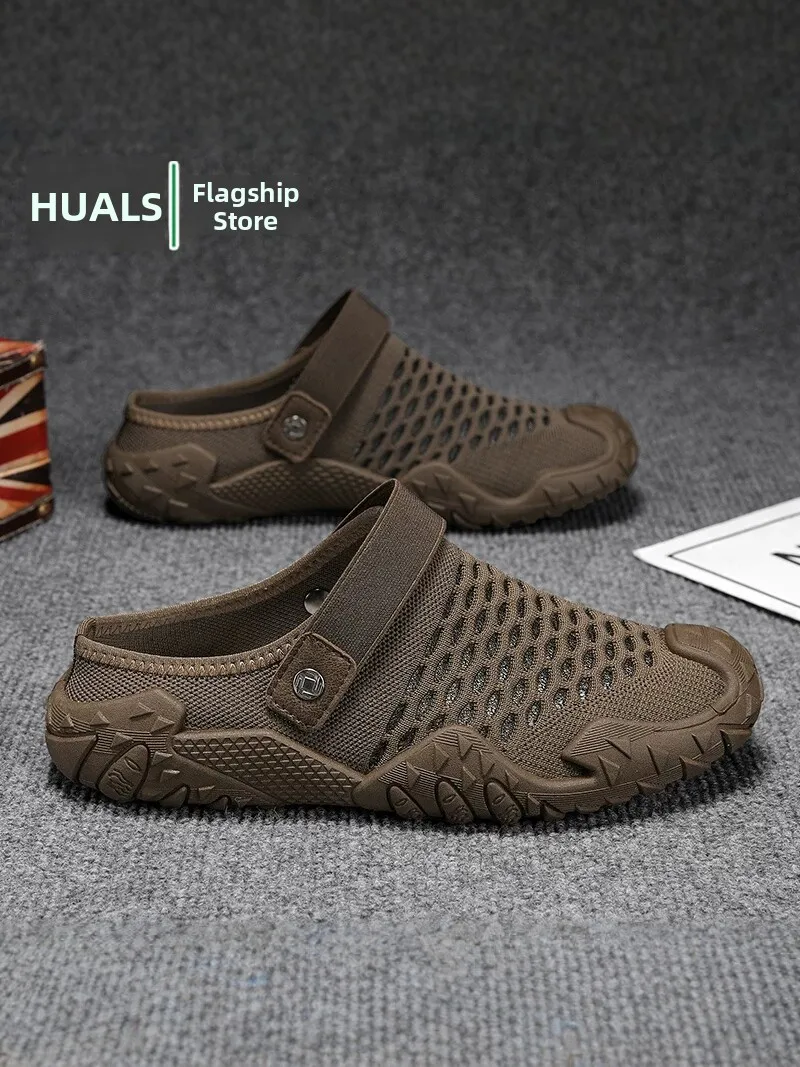 Men's Sandals Summer Outdoor Wear Anti-Slip Wear-Resistant Office Slip-On Outdoor Driving Dual-Purpose Beach Slippers