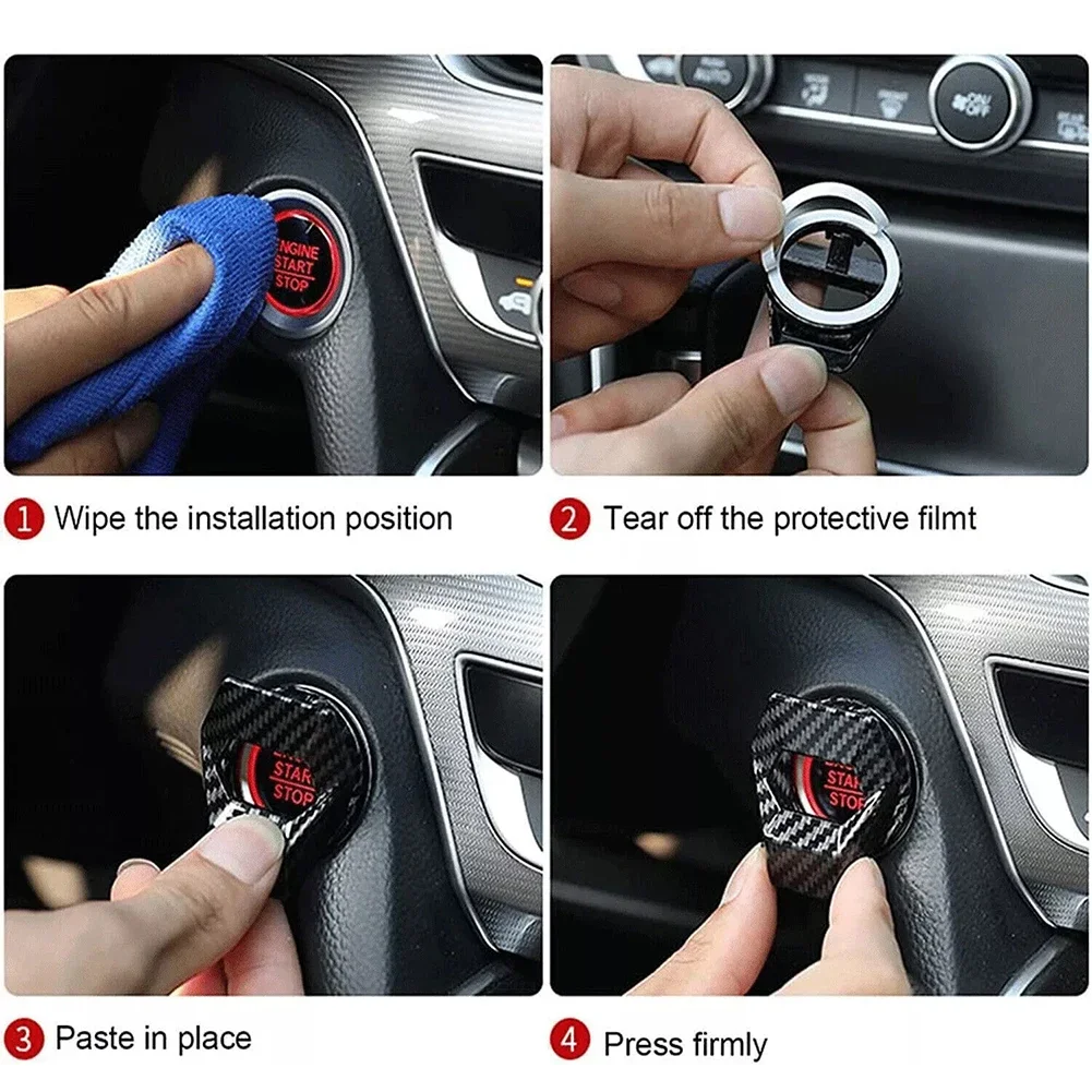 Coperchio del pulsante di arresto dell'avviamento del motore dell'auto materiale in lega di zinco decorazione elegante alta compatibilità facile installazione dimensioni compatte