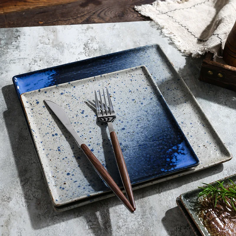 

ZML ceramic plate household high-value square tray steak pasta plate